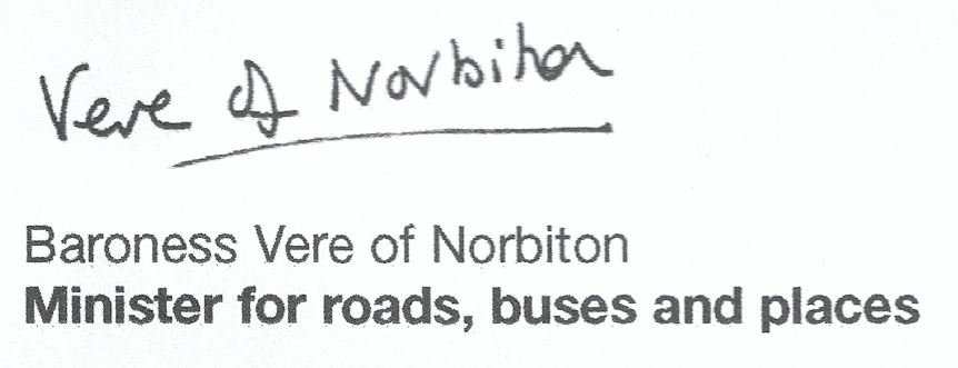 Baroness Vere of Norbiton signature
